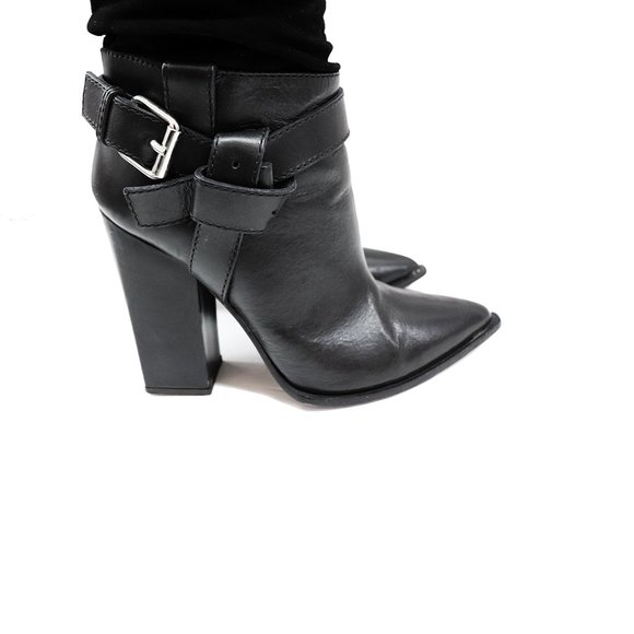 $1,200 THAKOON ITALIAN WESTERN POINTED TOE THIGH HIGH LEATHER BOOTS BUCKLE 36 - Picture 8 of 11